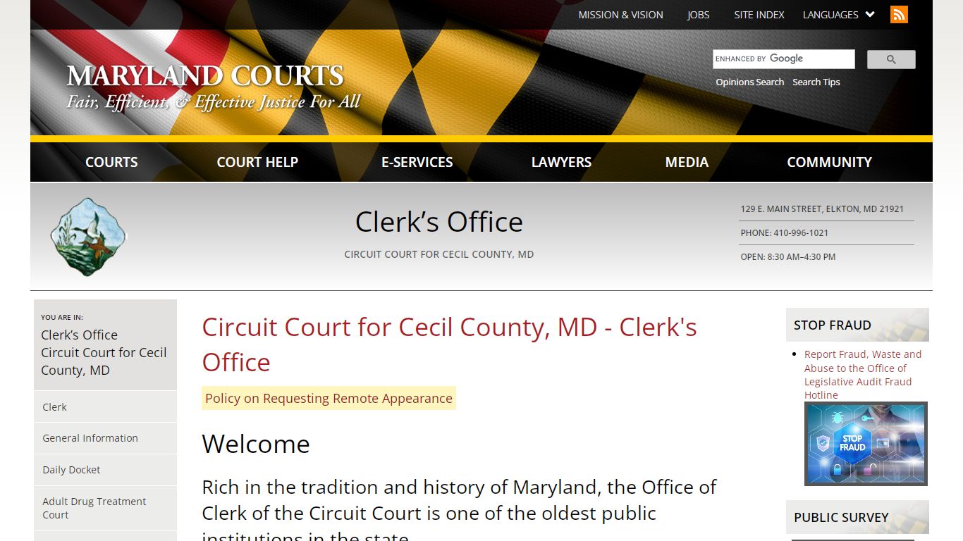 Circuit Court for Cecil County, MD - Clerk's Office ...