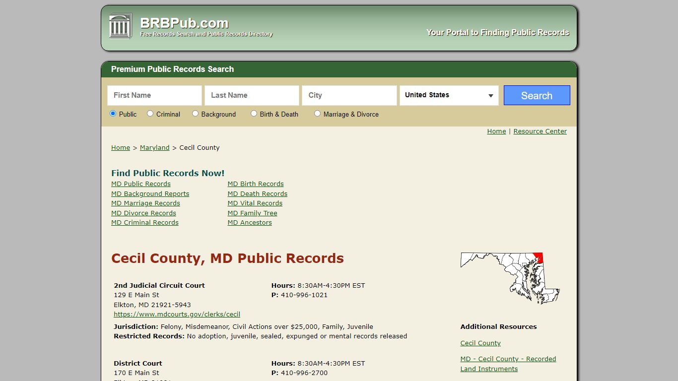 Cecil County Public Records | Search Maryland Government ...