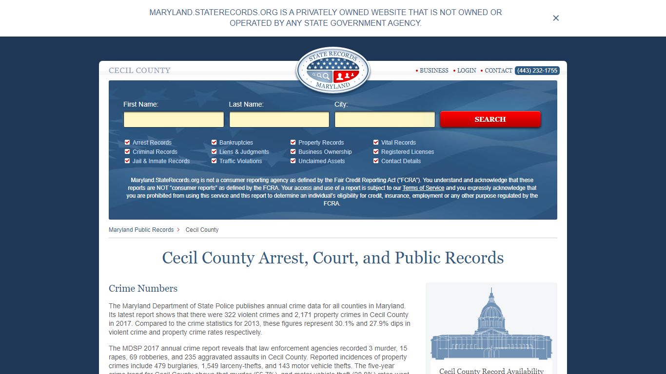 Cecil County Arrest, Court, and Public Records